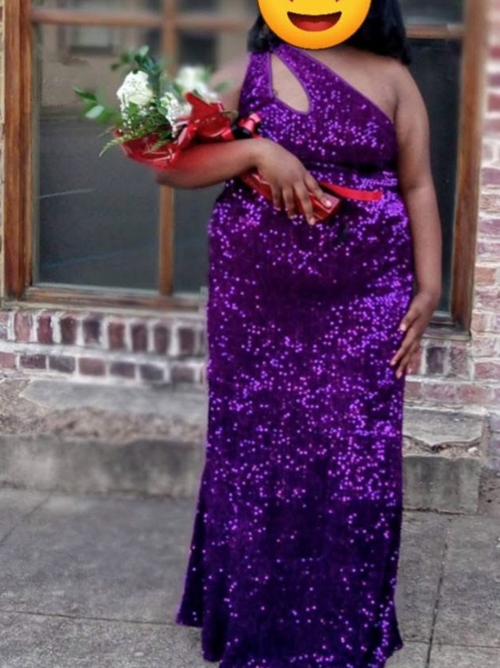 Amazon Purple One-Shoulder Sequin Gown